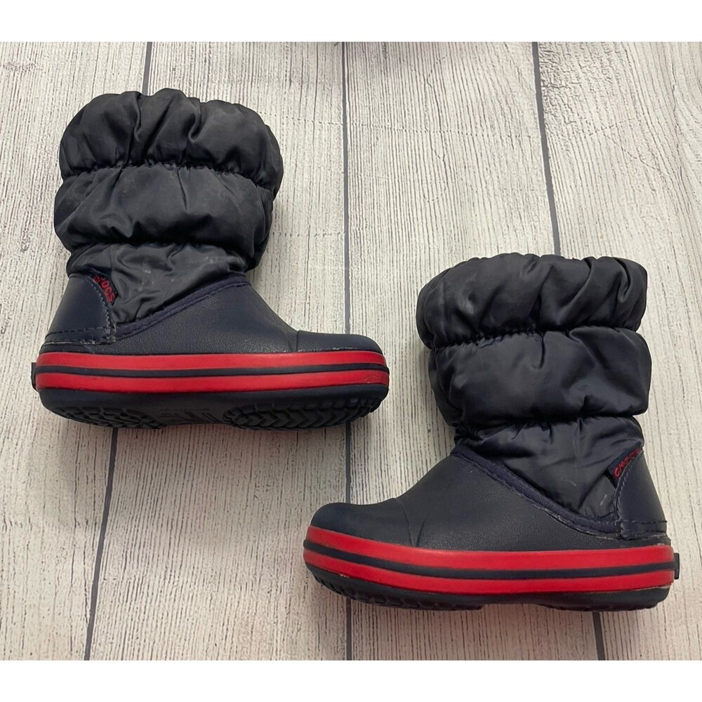 Navy Blue & Red Croc Crocs Little Boy Toddler Boots, Size 6